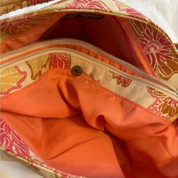 Caribbean Joe Pink and Tan Floral Shoulder Bag - Picture 6 of 7